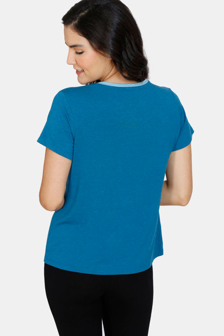 Zivame Lounge Viscose Blend Henley Top - Seaport — image 3
