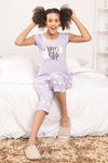 Zivame Crazy Sheep Knit Cotton Capri Set - Lavender Print — thumbnail 1