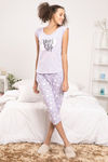 Zivame Crazy Sheep Knit Cotton Capri Set - Lavender Print — thumbnail 2