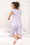 Zivame Crazy Sheep Knit Cotton Capri Set - Lavender Print — thumbnail 3