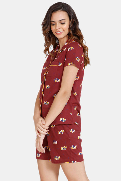 Zivame My Besties Cotton Shorts Set - Sundried Tomato — image 2