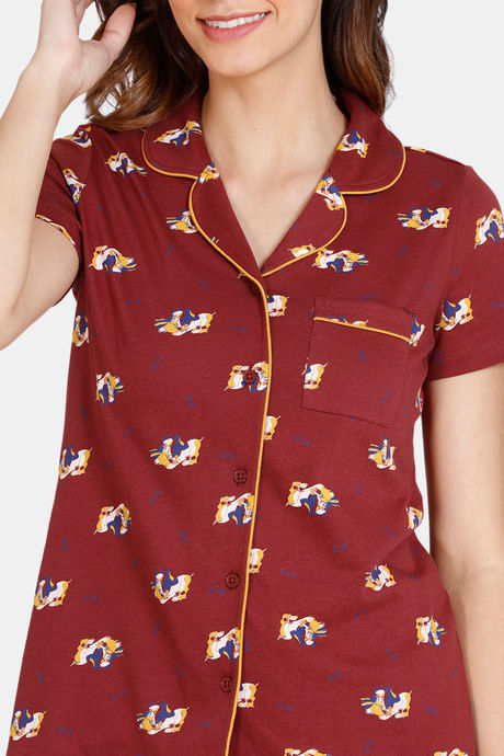 Zivame My Besties Cotton Shorts Set - Sundried Tomato — image 5