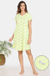 Zivame My Besties Cotton Knee Length Nightdress-Shadow Lime — thumbnail 1