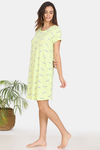 Zivame My Besties Cotton Knee Length Nightdress-Shadow Lime — thumbnail 2