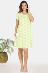 Zivame My Besties Cotton Knee Length Nightdress-Shadow Lime — thumbnail 4