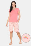 Zivame My Besties Knit Cotton Shorts Set - Rose Quartz — thumbnail 1