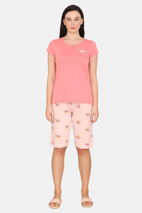 Zivame My Besties Knit Cotton Shorts Set - Rose Quartz — image 2