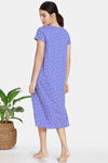 Zivame Jigsaw Jungle Cotton Mid Length Nightdress  - Wedgewood — thumbnail 3