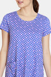 Zivame Jigsaw Jungle Cotton Mid Length Nightdress  - Wedgewood — thumbnail 5