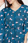 Zivame Dark Floral Woven Full Length Nightdress -Blue Coral — thumbnail 5