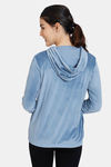 Zivame Supersoft Velour Knit Jacket - Captains Blue — thumbnail 3
