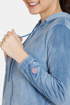 Zivame Supersoft Velour Knit Jacket - Captains Blue — thumbnail 6