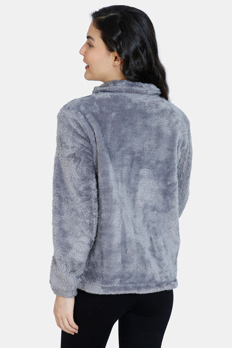Zivame Fluffy Fur Knit Poly Sweatshirt - Tradewind — image 3