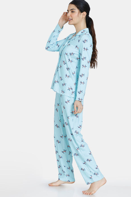 Zivame Reindeer Knit Cotton Pyjama Set - Plume — image 2