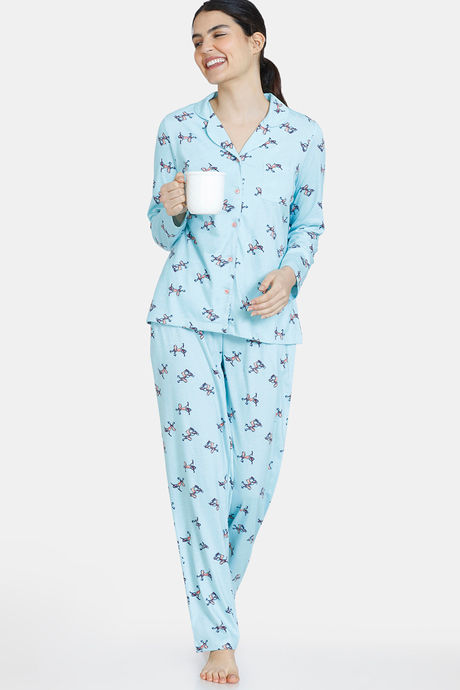 Zivame Reindeer Knit Cotton Pyjama Set - Plume — image 4