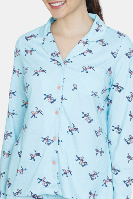 Zivame Reindeer Knit Cotton Pyjama Set - Plume — image 5