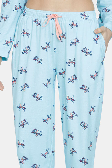 Zivame Reindeer Knit Cotton Pyjama Set - Plume — image 6