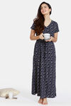 Zivame Impression Knit Cotton Full Length Nightdress - Dark Sapphire — thumbnail 4