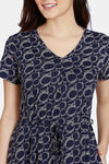 Zivame Impression Knit Cotton Full Length Nightdress - Dark Sapphire — thumbnail 5