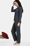 Zivame Trendy Basics Knit Cotton Pyjama Set - Anthra Melange — thumbnail 2