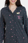 Zivame Trendy Basics Knit Cotton Pyjama Set - Anthra Melange — thumbnail 5