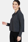 Zivame Fleece Marl Knit Cotton Sweatshirt With Soft Brushed Back - Anthracite — thumbnail 2