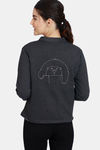 Zivame Fleece Marl Knit Cotton Sweatshirt With Soft Brushed Back - Anthracite — thumbnail 3