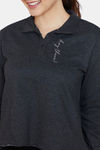Zivame Fleece Marl Knit Cotton Sweatshirt With Soft Brushed Back - Anthracite — thumbnail 5