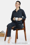 Zivame Fleece Marl Knit Cotton Sweatshirt With Soft Brushed Back - Anthracite — thumbnail 4