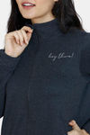 Zivame Fleece Marl Knit Cotton Sweatshirt With Soft Brushed Back - Anthracite — thumbnail 5