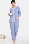 Zivame Cozy Ribbed 2 Top & 1 Bottom Loungewear Set - Tempest — thumbnail 5