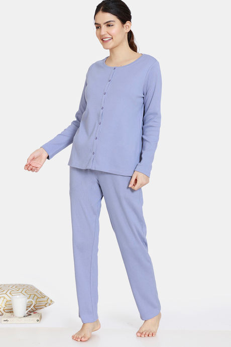 Zivame Cozy Ribbed 2 Top & 1 Bottom Loungewear Set - Tempest — image 7