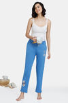 Zivame Dark Floral Knit Poly Pyjama - Riviera — thumbnail 4