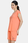Zivame Tom & Jerry Anniversary Knit Shorts Set - Coral Quartz — thumbnail 2