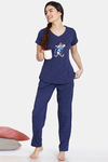 Zivame Tom & Jerry Anniversary Knit Cotton Pyjama Set - Medieval Blue — thumbnail 4