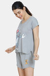 Zivame Tom & Jerry Anniversary Knit Cotton Shorts Set - Quarry — thumbnail 2