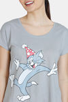 Zivame Tom & Jerry Anniversary Knit Cotton Shorts Set - Quarry — thumbnail 5