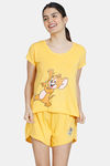 Zivame Tom & Jerry Anniversary Knit Cotton Shorts Set - Banana — thumbnail 1