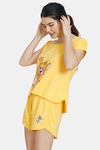 Zivame Tom & Jerry Anniversary Knit Cotton Shorts Set - Banana — thumbnail 2