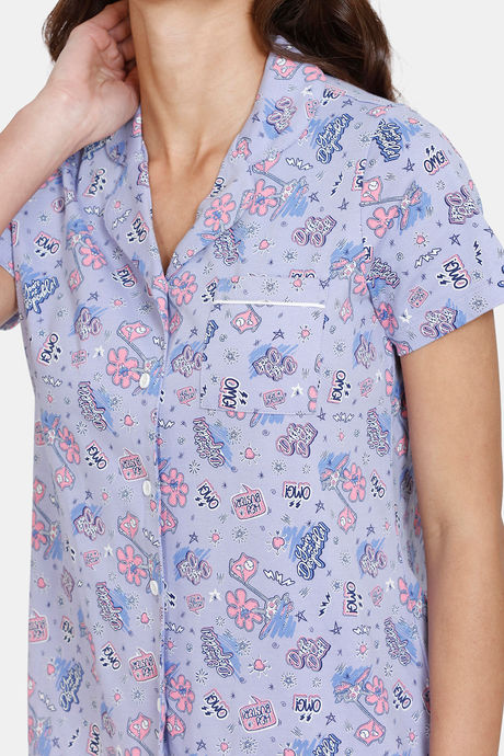 Zivame Looney Tunes - Doodletastic Knit Cotton Pyjama Set - Sweet Lavender — image 5