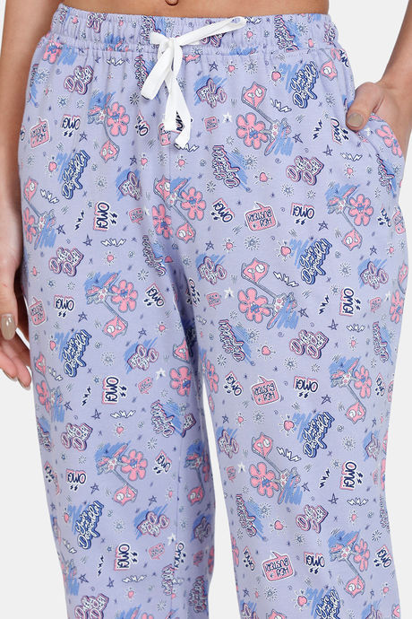 Zivame Looney Tunes - Doodletastic Knit Cotton Pyjama Set - Sweet Lavender — image 6
