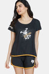 Zivame Bugs Bunny Knit Cotton Shorts Set - Anthracite — thumbnail 1