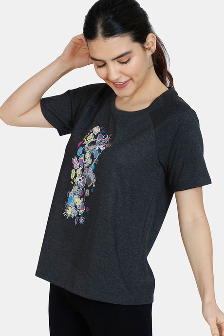 Zivame Tweety Knit Cotton Top - Anthracite — image 2