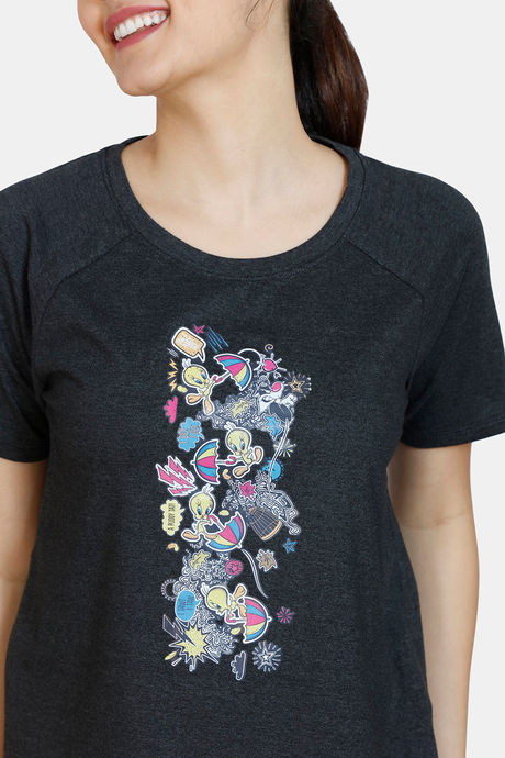 Zivame Tweety Knit Cotton Top - Anthracite — image 5