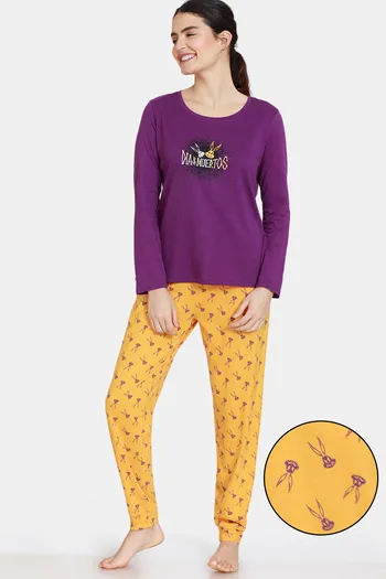 Zivame Looney Tunes Knit Cotton Pyjama Set - Cadmium Yellow