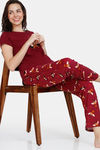 Zivame Nuts For U Knit Poly Pyjama Set - Beet Red — thumbnail 4