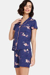 Zivame Nuts For U Knit Poly Shorts Set - Deep Cobalt — thumbnail 2