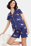 Zivame Nuts For U Knit Poly Shorts Set - Deep Cobalt — thumbnail 4