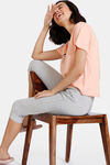 Zivame Nuts For U Knit Cotton Capri Set - Mid Grey Htr — thumbnail 4
