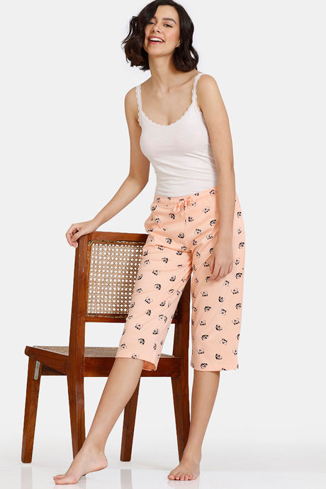Zivame Nuts For U Knit Cotton Pyjama - Salmon — image 4
